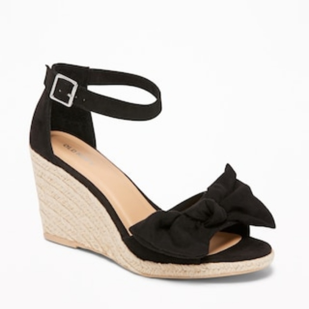 Old Navy Suede Bow Espadrille Wedges